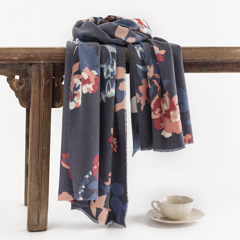 Sciarpa calda in cashmere artistico da donna invernale stampata 2024, scialle in stile etnico_voghion.com