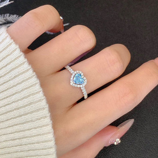 18K White Gold Heart Ring IGI Cultivated Diamond Blue Diamond Colored Diamond Lab Diamond Ring Wedding Ring Jewelry Jewelry