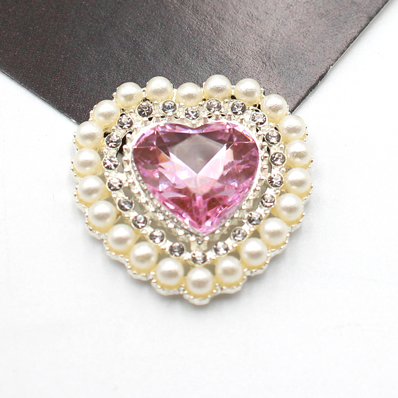 27mm銀色桃心真珠花盤合金部品diy髪飾り花盤ドリル頭飾りアクセサリー部品