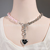 Ceramics, necklace heart-shaped, material engraved for beloved hip-hop style stainless steel, European style, Birthday gift