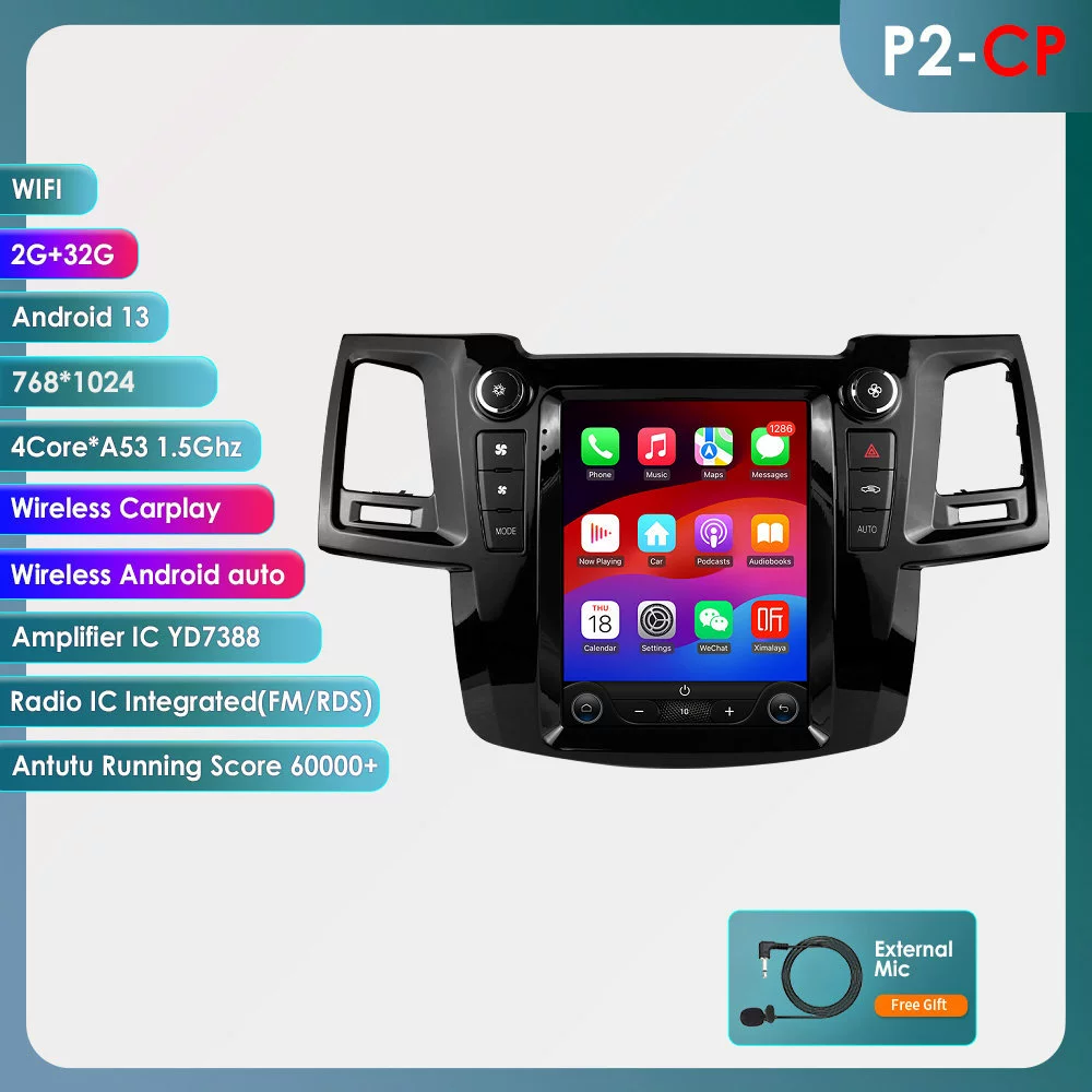 9.7 дюйма, подходит для Toyota Fortuner 2005–2014, вертикальный экран, Android большая экранная автомобильная навигация GPS