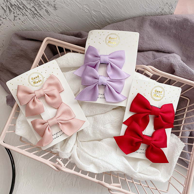 11g Weight Hair Clip Hair Accessories Type 1 Set Quantity Casual, Daily Occasion Solid Color, Bow Knot Pattern Girl'S Gender Cute, Korean Style Style Cute Handmade Fabric Bow Children's Side Clip Hairpin Summer Fresh Girl's Hairpin Hair Accessories 3