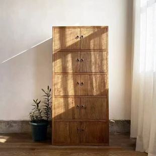 Old Elm Chest of Drawers for Home Living Room Eight-Drawer Cabinet New Chinese Style Storage Cabinet Elm Living Room Weathered Storage Cabinet