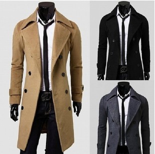 [M-4XL] 2024 AliExpress new men's double-breasted windbreaker long fashion slim casual coat
