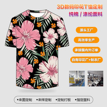 跨境夏季夏威夷短袖T恤定制创意3D纯棉直喷全身印花男士短袖衬衣