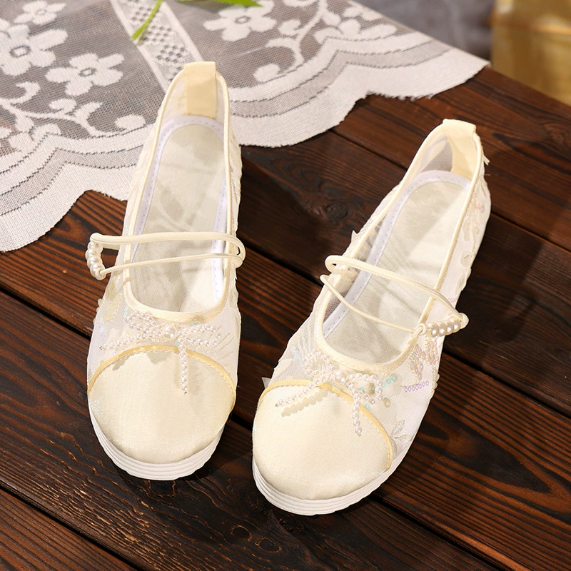 Женская обувь Hanfu, обувь в традиционном китайском стиле, новые туфли с вышивкой в ​​китайском стиле, элегантные одинарные туфли в сочетании с туфлями-чонсам и юбкой-мамианом, ретро.