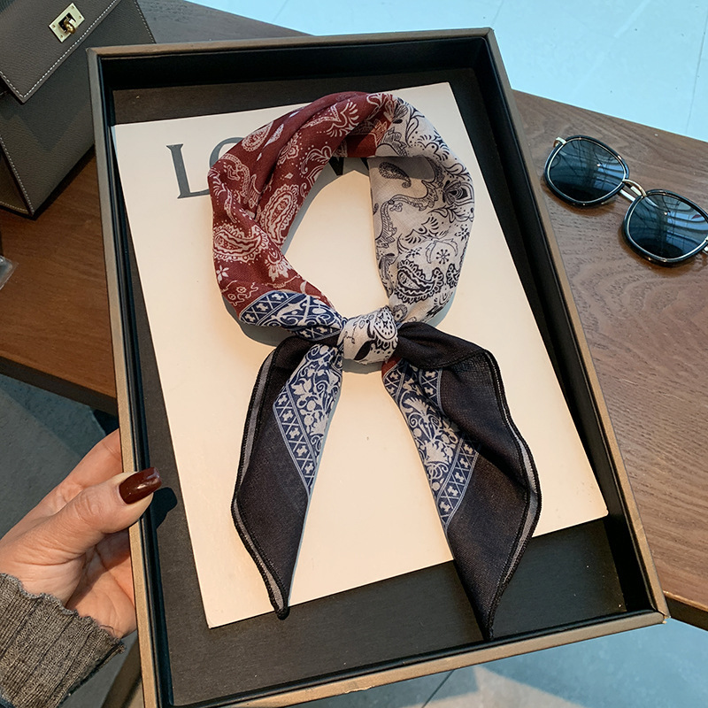 Cashew Small Square Scarf Silk Scarf Women's Spring and Autumn Summer Headscarf Hair Band Korean Printed Cotton Linen Scarf Decorative Scarf Cashew Small Square Scarf Silk Scarf Women's Spring and Autumn Summer Headscarf Hair Band Korean Printed Cotton Linen Scarf Decorative Scarf