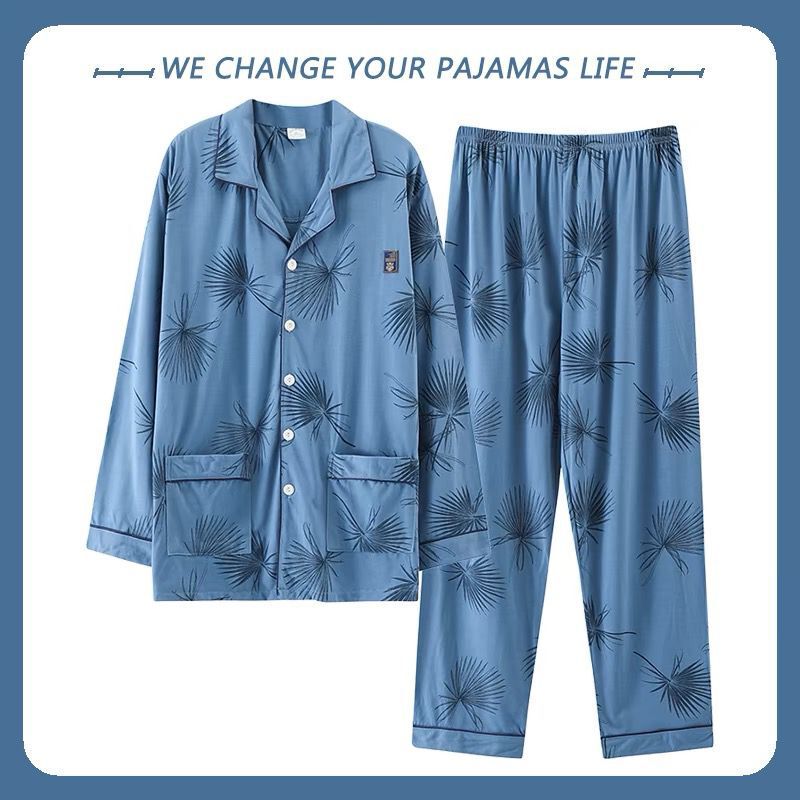 2025 New Men's Pajamas 100% Cotton Long-Sleeved Spring and Autum Youth Winter Home Wear Two-Piece Set 2025 New Men's Pajamas 100% Cotton Long-Sleeved Spring and Autum Youth Winter Home Wear Two-Piece Set