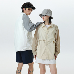 Summer New Style Lapel Color Matching Sun Protection Jacket Outdoor Trendy Brand Anti-Uv Sports Breathable Shirt Long-Sleeved Trendy