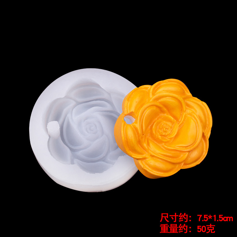 Rose forma simple molde de silicona con agujeros creativo para hornear accesorios bricolaje epoxi llavero yeso