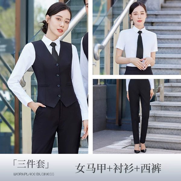 Black vest, shirt, trousers, with short sleeve
