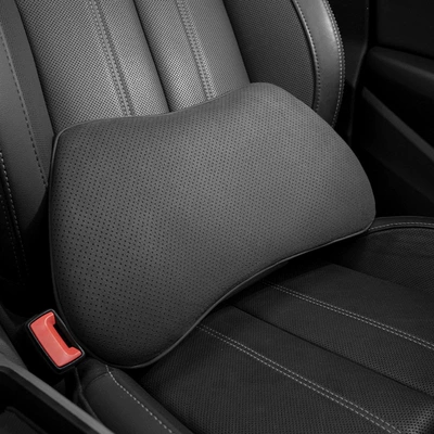 car headrest and lumbar support for: Headrest - premium-black1-lumbar-support-pillowmemory-foam-suede-fabric