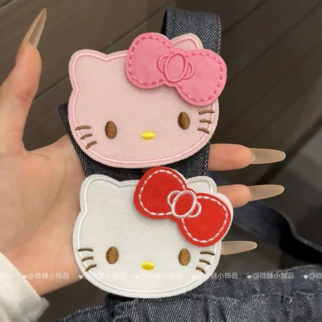 adorable kitty pegatinas de frisa dulce chica marshmallow gato pegatinas de cabello rotas velcro sin marcas adornamiento para el cabello