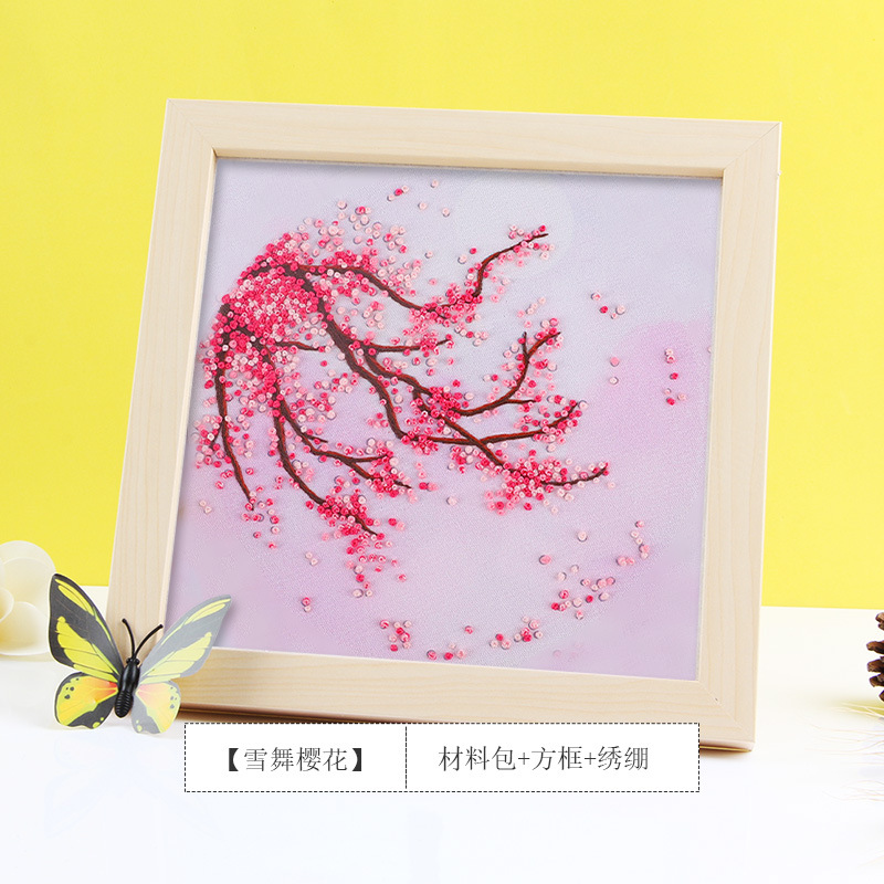 Fan de bordado DIY grupo de bordado manual auto bordado material de principiantes paquete de bordado antiguo su cinta de bordado Fan bordado