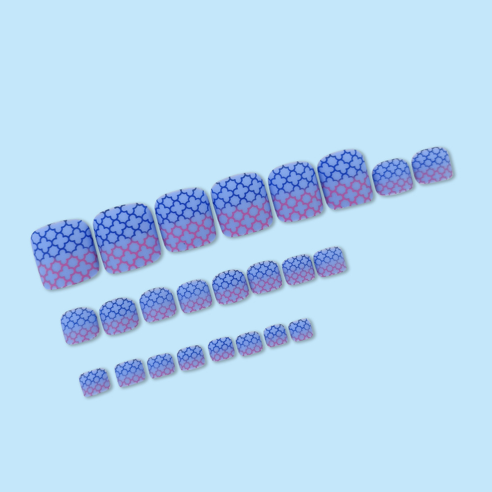 Azul rosa empalme esmerizado gradiente de uñas de pies blanquear temperamento de alto nivel de sensación de uñas falsas de pies usar uñas de pie venta caliente transfronteriza