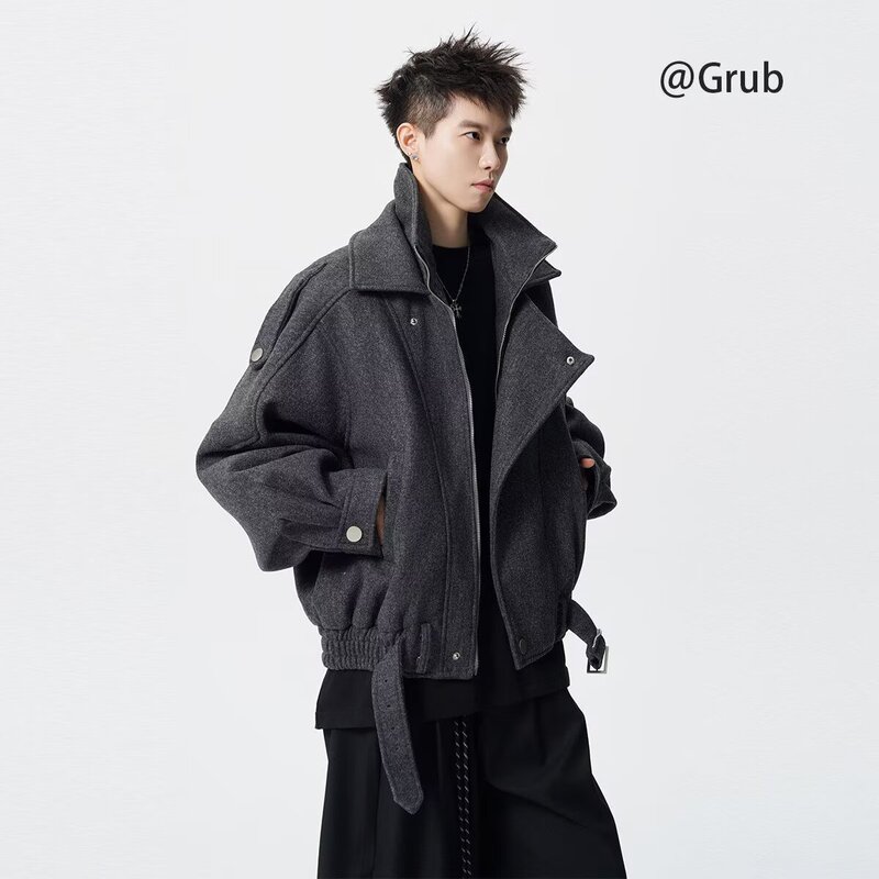 American-Style Heavyweight Double-Layer Collar Woolen Jacket for Men, Autumn Trendy Retro High-End Vibe, Cool and Loose Casual Outerwear American-Style Heavyweight Double-Layer Collar Woolen Jacket for Men, Autumn Trendy Retro High-End Vibe, Cool and Loose Casual Outerwear