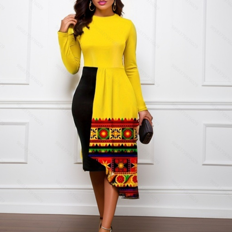 Cross-Border Amazon European and American Spring and Autumn Women's Elegant Layered Hip-Covering Mid-Length Skirt Irregular Splicing Dress Cross-Border Amazon European and American Spring and Autumn Women's Elegant Layered Hip-Covering Mid-Length Skirt Irregular Splicing Dress