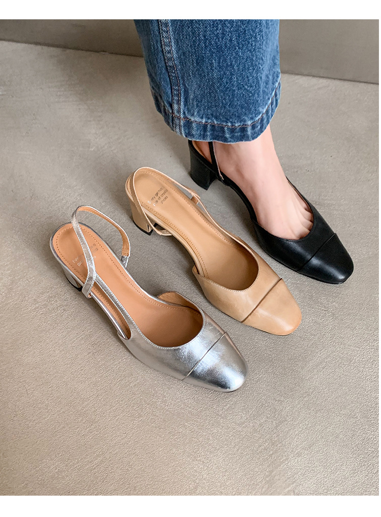 CHIKO Caquingora Round Toe Block Heels Slingback Shoes