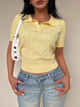 W 69912 Polo Collar Knit Top ������֯�� �羳��Ӧ����ѷ