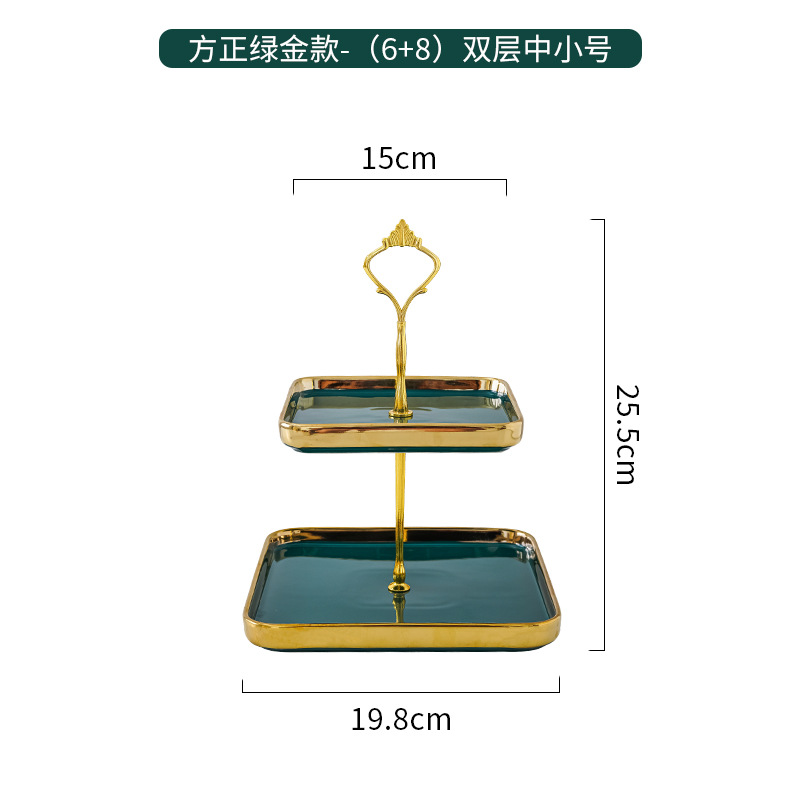 Luz nórdica de lujo de tres capas plato de fruta sala de estar hogar cerámica caramelo merienda plato té de la tarde postre mesa de decoración bandeja
