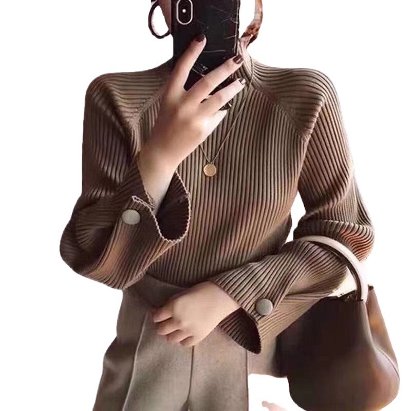 跨境打底衫半高领毛衣女秋冬新款修身显瘦时尚加厚网红针织衫上衣|undefined