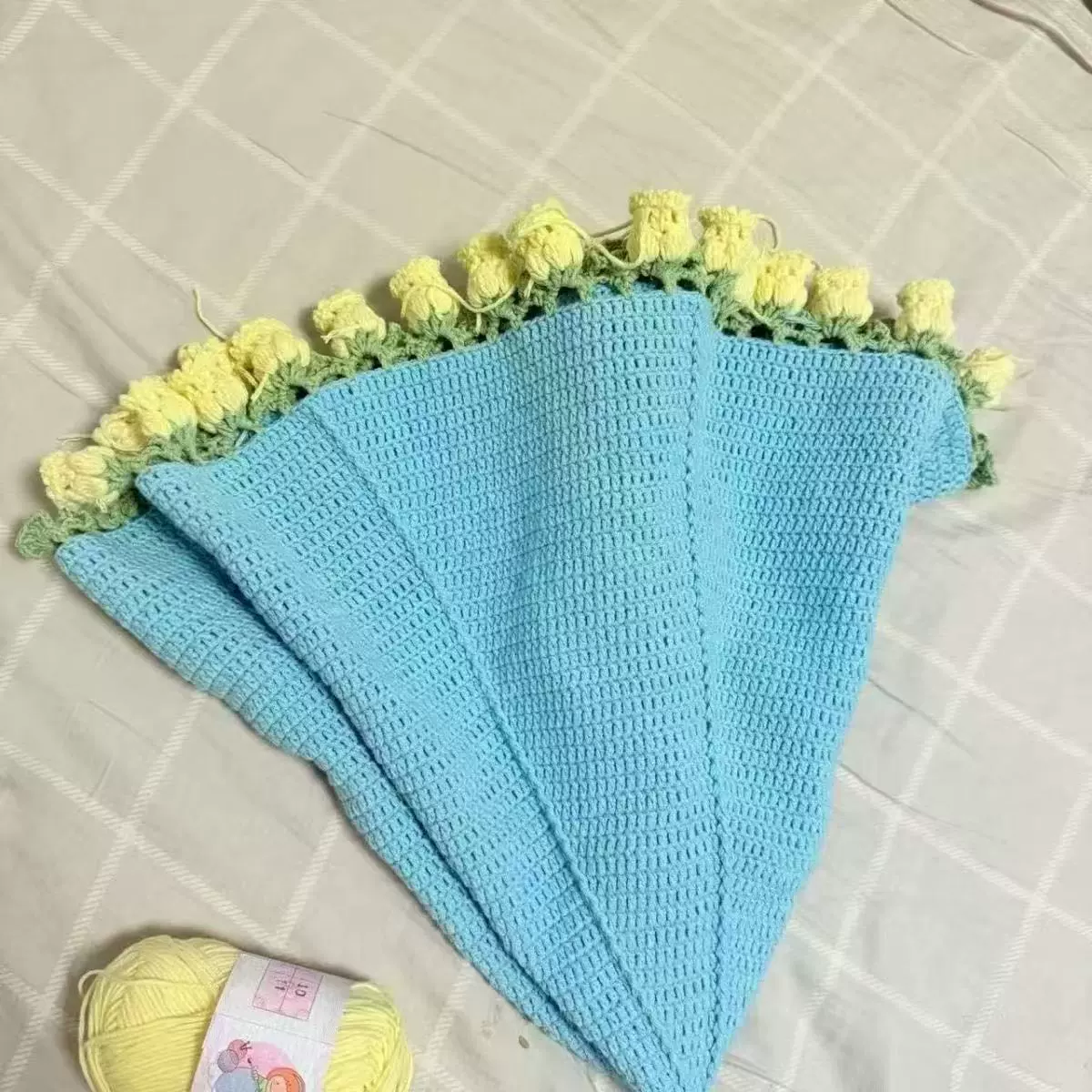 УТКВ набор из тканой стеганой простыни — комплект handmade букета пледа, 80 см, пряжа молочно-карамельного цвета