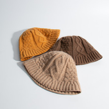 韓國秋冬毛線帽針織帽單色保暖圓頂冬季現貨麻花綉花網紅帽子