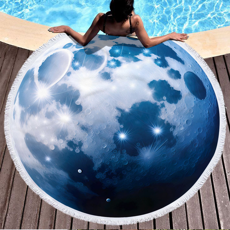 Cross-Border Beach Mat, Round Beach Towel, Bath Towel, Moon Yoga Mat, Microfiber Towel, Seaside Bathrobe