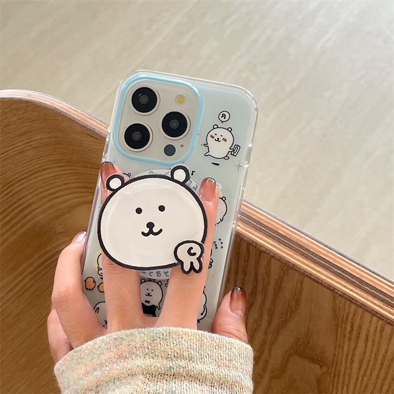 Ins Cute Biye Little White Bear Funda para teléfono iphone16promax 14/13 Soporte magnético Apple 15