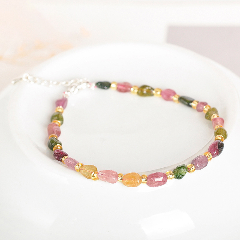 Rainbow Crystal Tourmaline Bracelet Candy Color Natural Gem Niche Light Luxury High-end Sense Bracelet Women's Beaded Bracelet Rainbow Crystal Tourmaline Bracelet Candy Color Natural Gem Niche Light Luxury High-end Sense Bracelet Women's Beaded Bracelet