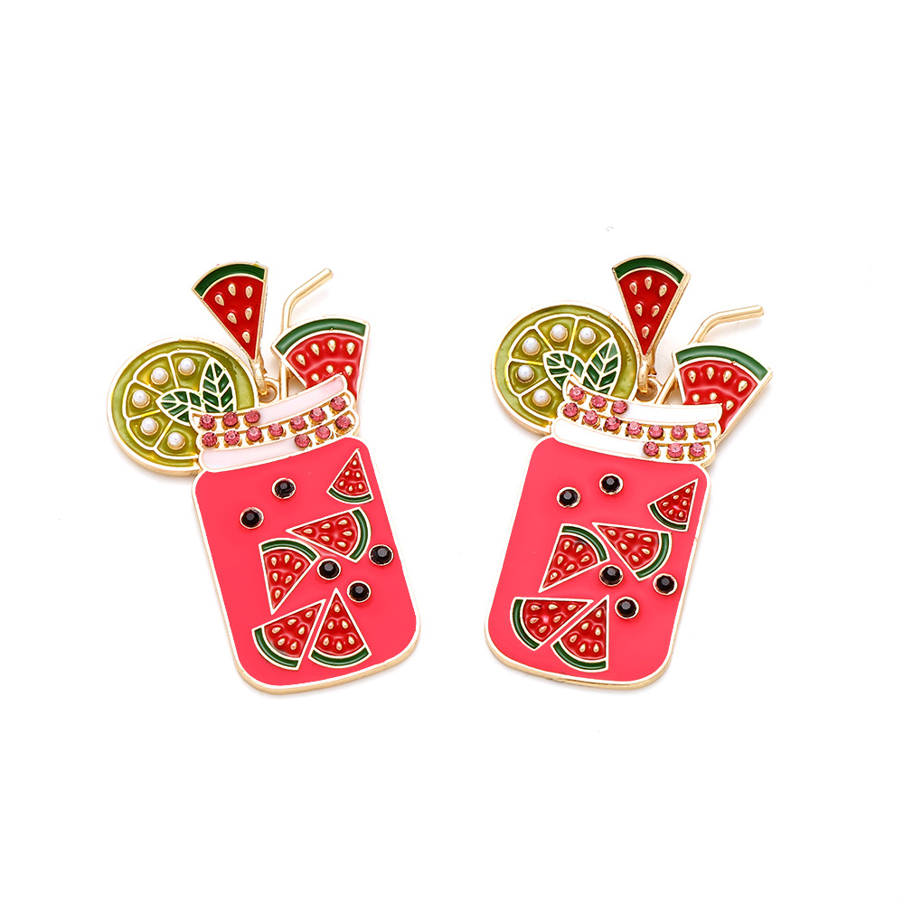 Casual Occasion Cartoon Style Fruit Zinc Alloy Enamel Women's Drop Earrings