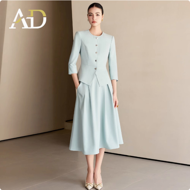 Blue suit + skirt