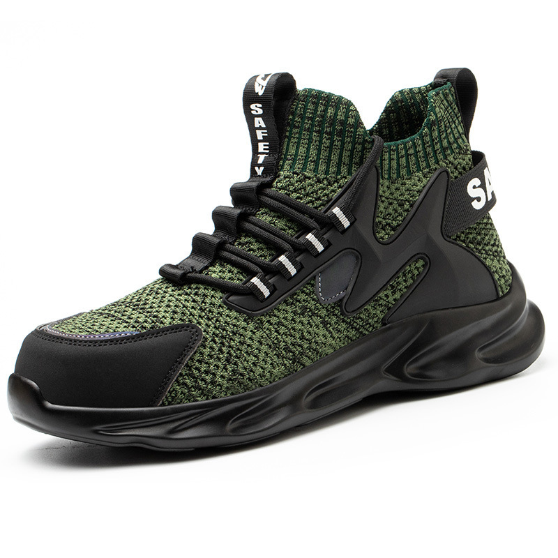 Nuevos zapatos de protección laboral transpirables para hombres, zapatos de trabajo antiaplastamiento y antipinchazos para todas las estaciones, zapatos de seguridad ligeros con punta de acero para protección transfronteriza