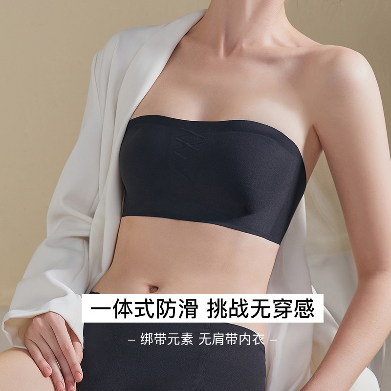 Upgraded version of strapless underwear for women summer seamless invisible non-slip push-up bandeau style comfortable small breast bra