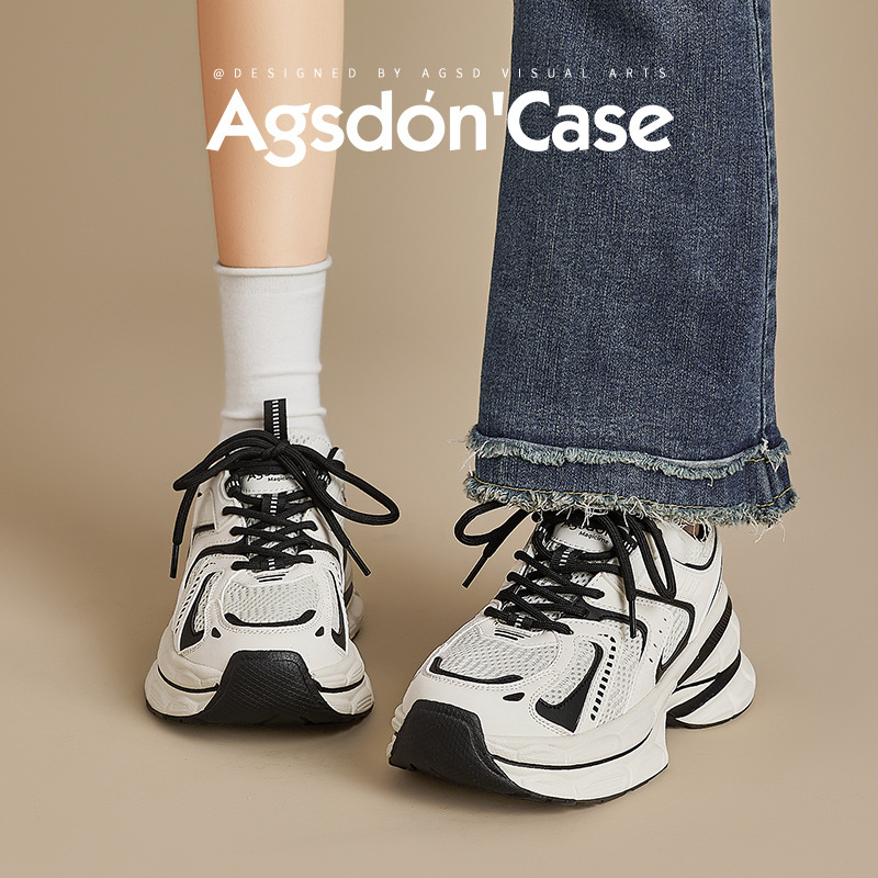 Augustion zapatos de papá de suela gruesa mujer 2025 nuevos zapatos deportivos de verano para correr zapatos casuales de contraste de moda retro