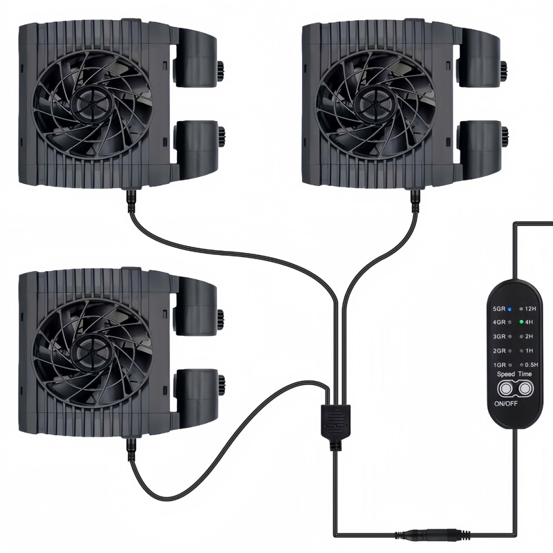 Fish tank cooling fan with 3 heads, 5-speed adjustable cooling fan, silent remote-controlled fan with timer Fish tank cooling fan with 3 heads, 5-speed adjustable cooling fan, silent remote-controlled fan with timer