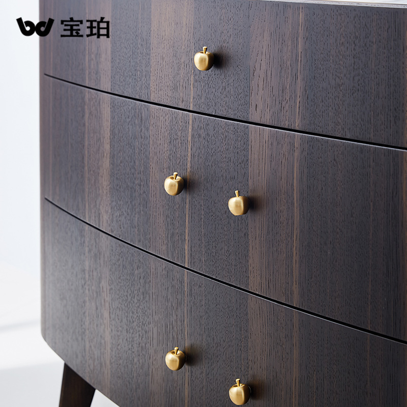 個性創意蘋果鞋櫃抽屜黃銅拉手現代簡約高檔鞋櫃酒櫃金色衣櫃門把