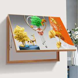 电表箱装饰画现代简约玄关遮挡箱画轻奢立体边框液压客厅装饰挂画