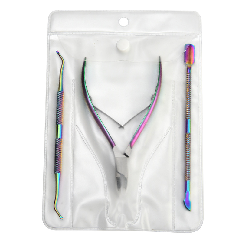 Fábrica al por mayor nueva piel muerta de acero tijeras cortaúñas traje de color titanio piel muerta cortaúñas de acero empujar tijeras de piel muerta