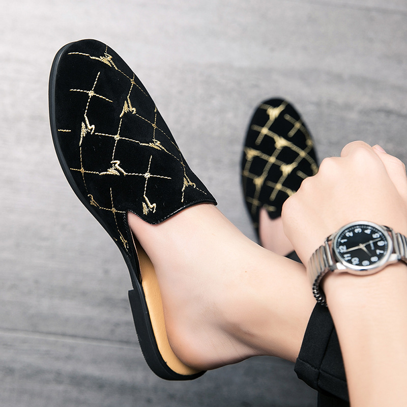 Cross Border Men S Slippers Lazy Scalloped Korean Style Fashion Half Braced Shoes Without Heels_voghion.com