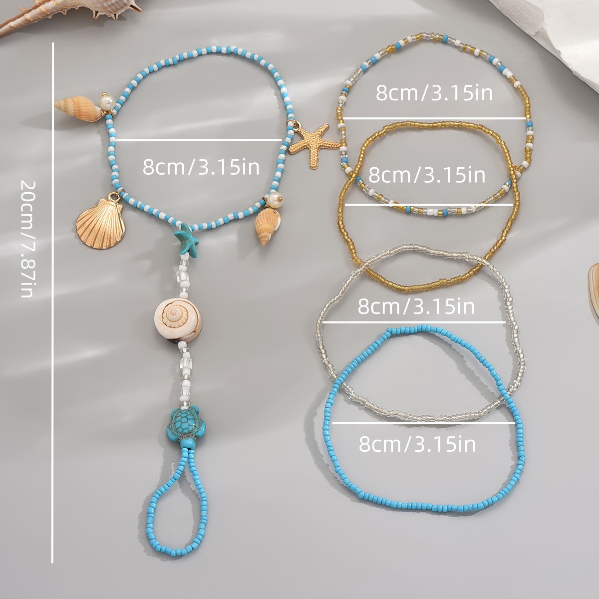 Starfish Pattern All Seasons Season Wholesale Jewelry Bohemian Starfish Alloy Shell Anklet