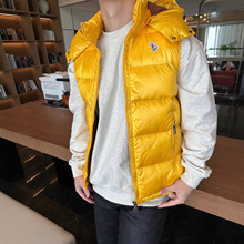 跨境高版本蒙家 新款饰章连帽羽绒背心防风御寒男女马甲羽绒服