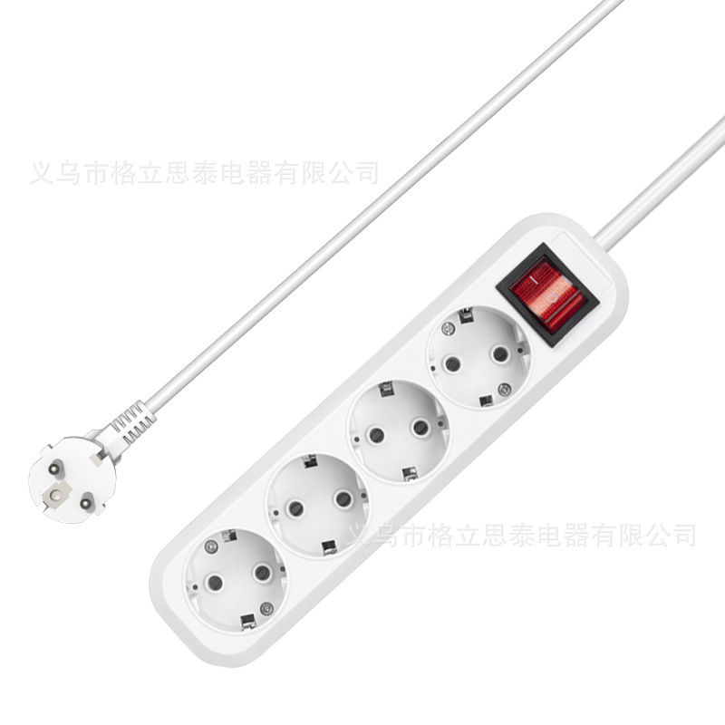 Gelistar欧规欧孔4孔位3米线插板跨境专供插排排插接线板外贸插座