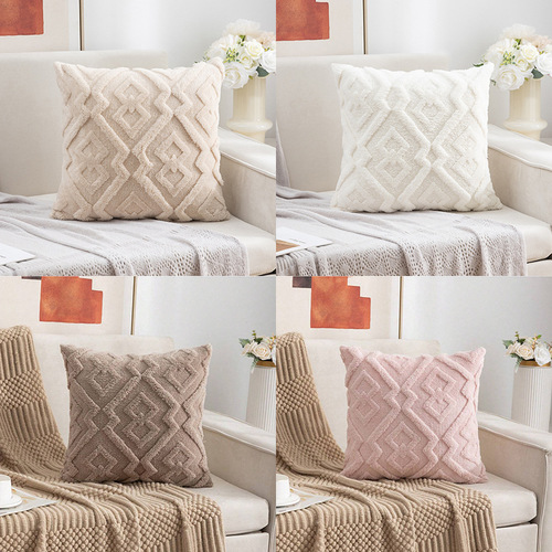 Modern Minimalist Plush Throw Pillow Cover with No Insert, Office Sofa Waist Support Pillow, Bedside Cushion