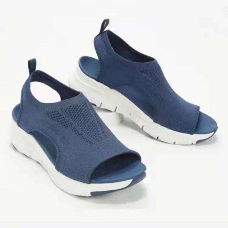 Cross-Border Sandals for Women European and American Autumn and Summer Foreign Trade New Mesh Thick-Soled Slip-On Fish Mouth Fly-Knit Casual Sports Large Size Shoes Cross-Border Sandals for Women European and American Autumn and Summer Foreign Trade New Mesh Thick-Soled Slip-On Fish Mouth Fly-Knit Casual Sports Large Size Shoes
