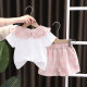 Korean Style Girls' Summer suit Cute Female Baby 0-5 Years Old Summer Ledge Collar Cartoon Tie Short Sleeve Short Pants Cover