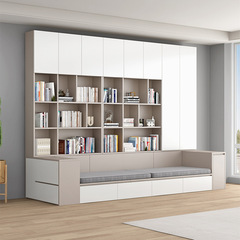 一體整牆書架帶玻璃門卡座儲物背景牆多功能邊櫃新品客廳沙發書櫃