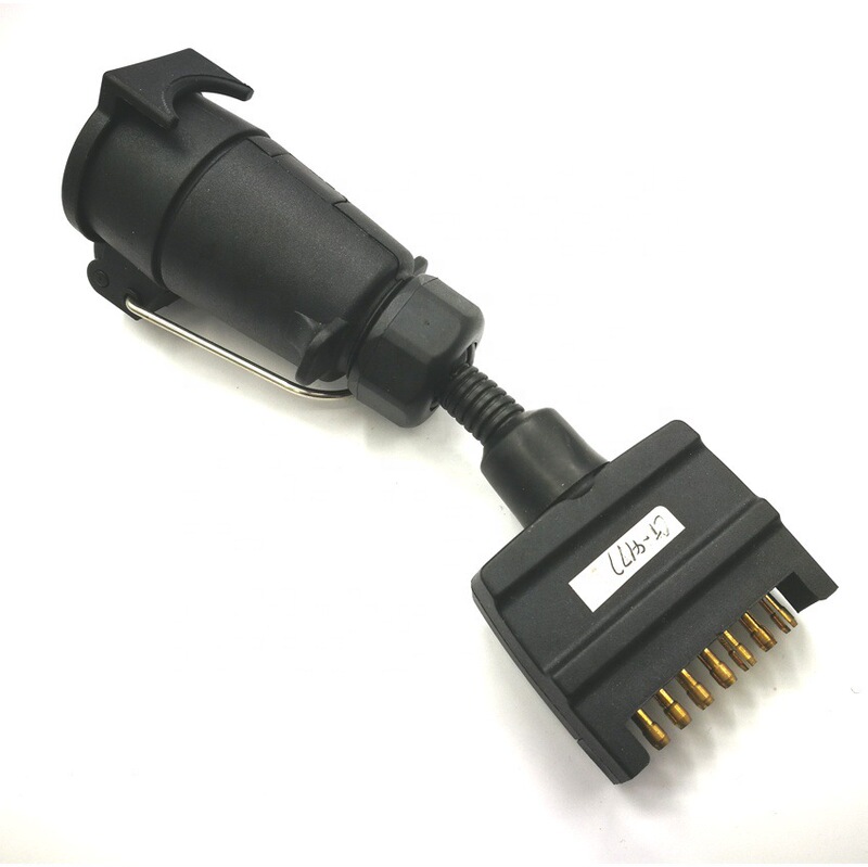 Trailer Adapter Australian Standard 7-Way Flat Plug to 7-Pin Large Round Trailer Socket Australian Style Trailer Connector