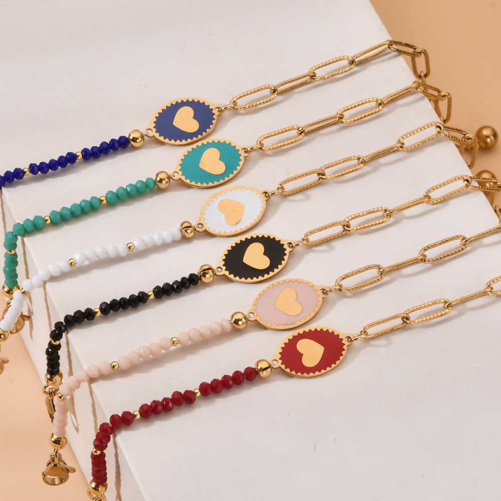 Heart Shape Pattern Wholesale Sweet Heart Shape Stainless Steel Plating Bracelets