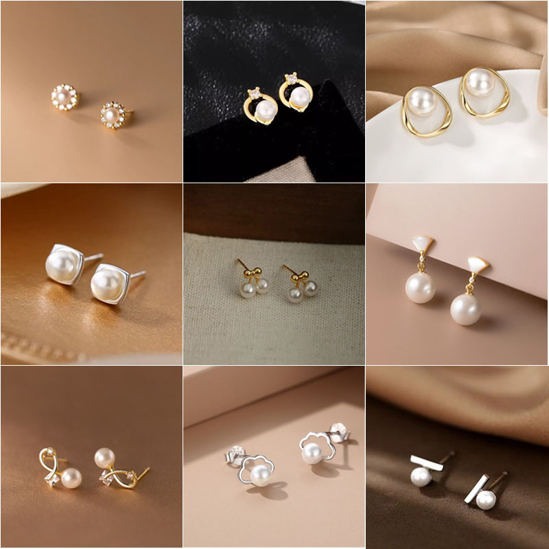 法式轻奢蝴蝶结珍珠耳钉女清新甜美名媛耳环日韩时尚气质百搭饰品